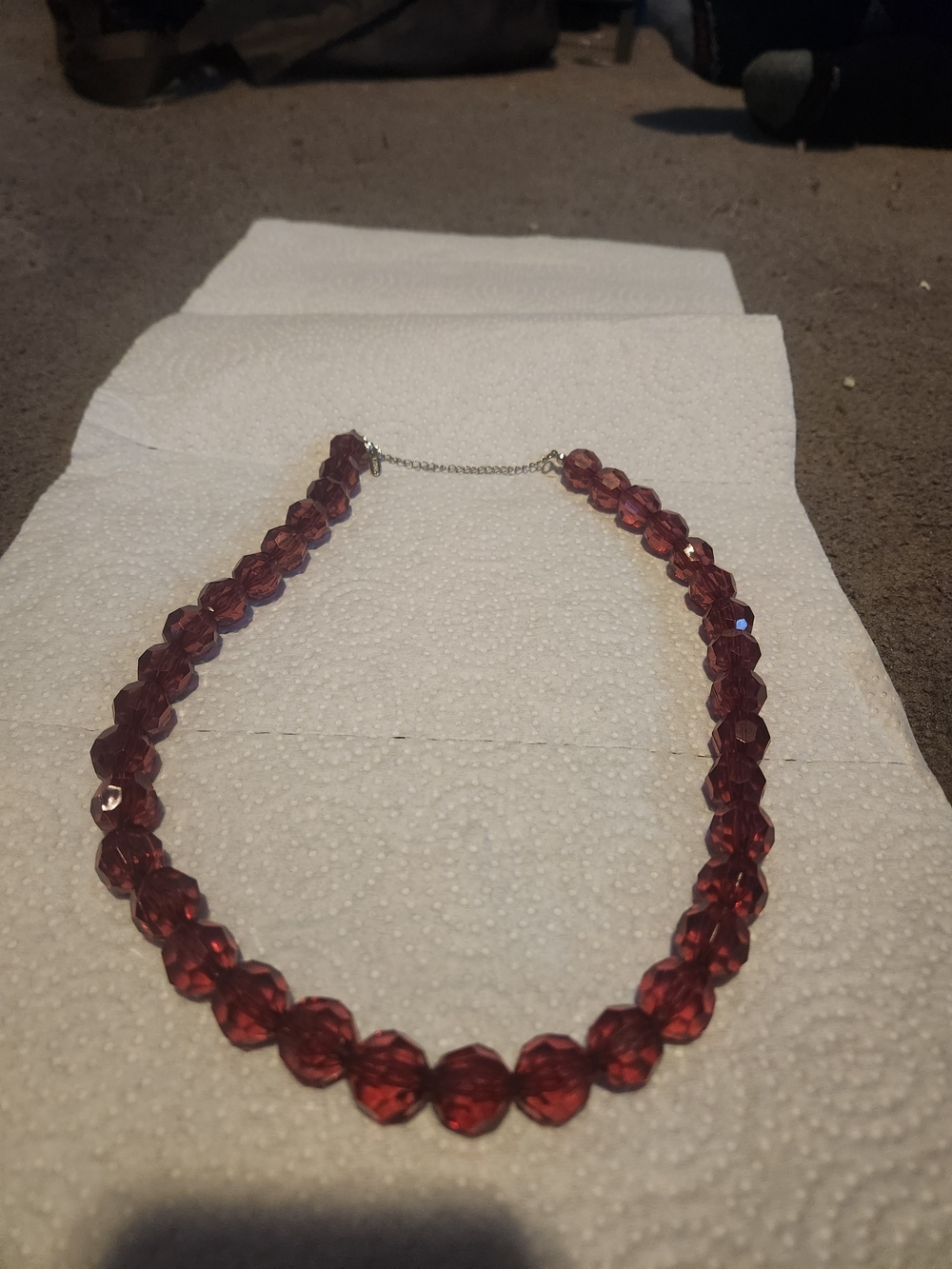 Faceted Red Crystal Bead Necklace - Elegant Women's Jewelry